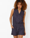 Sleeveless Playsuit with Patch Pocket