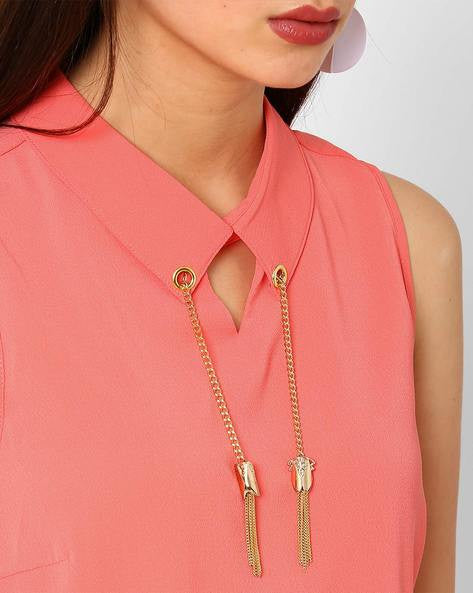 Sleeveless Playsuit with Shirt Collar