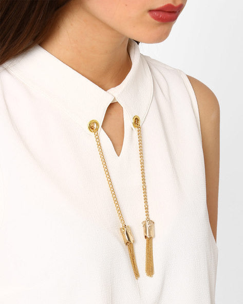 Sleeveless Playsuit with Shirt Collar