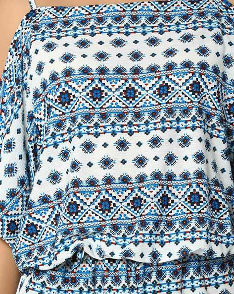 Floral Playsuit with Cold-Shoulders